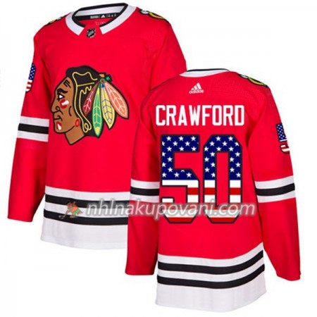 Chicago Blackhawks Dresy Corey Crawford 50 2017-2018 USA Flag Fashion Černá Adidas Authentic - Pánské